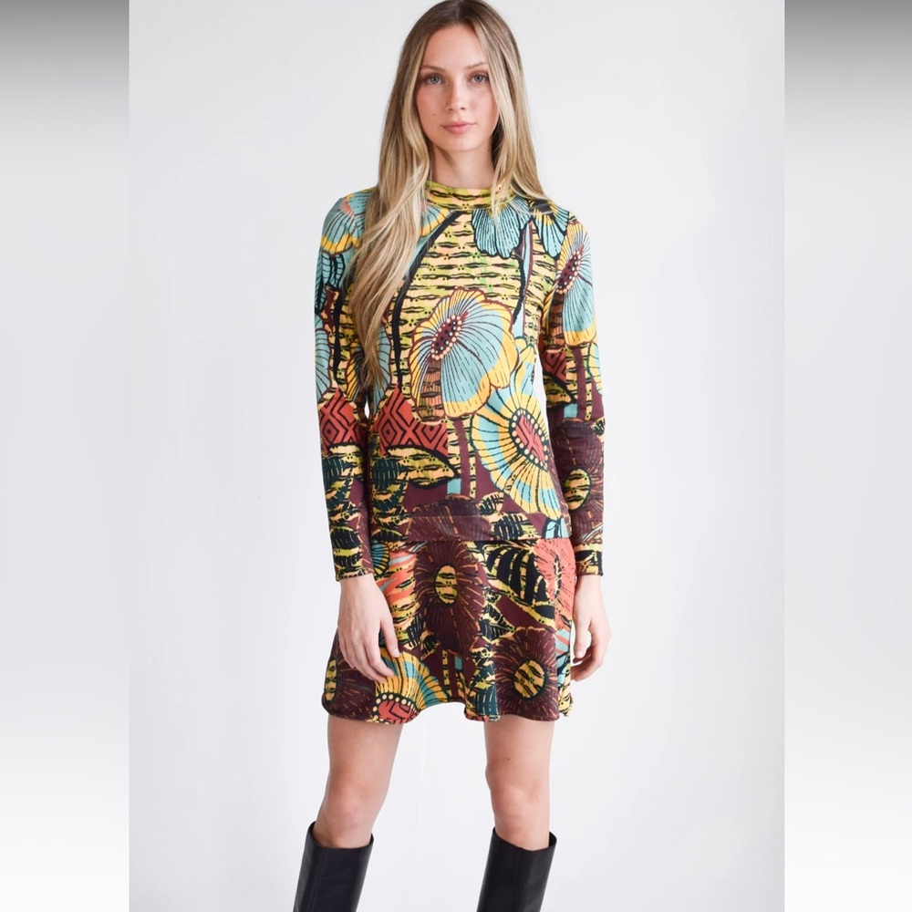 Never A Wallflower Colorful October Knit Stretch Dress, Size XS